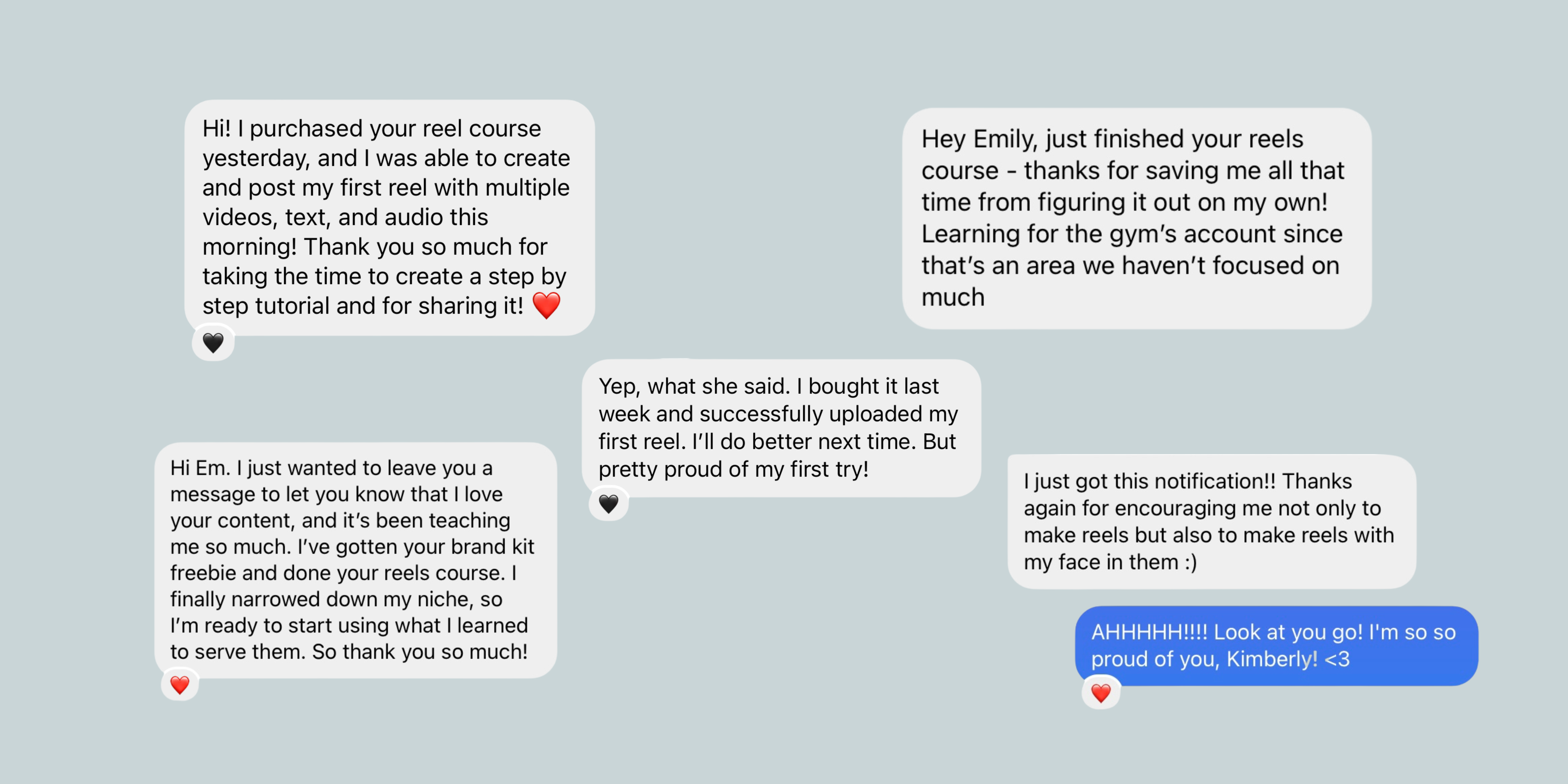 reel course student testimonials