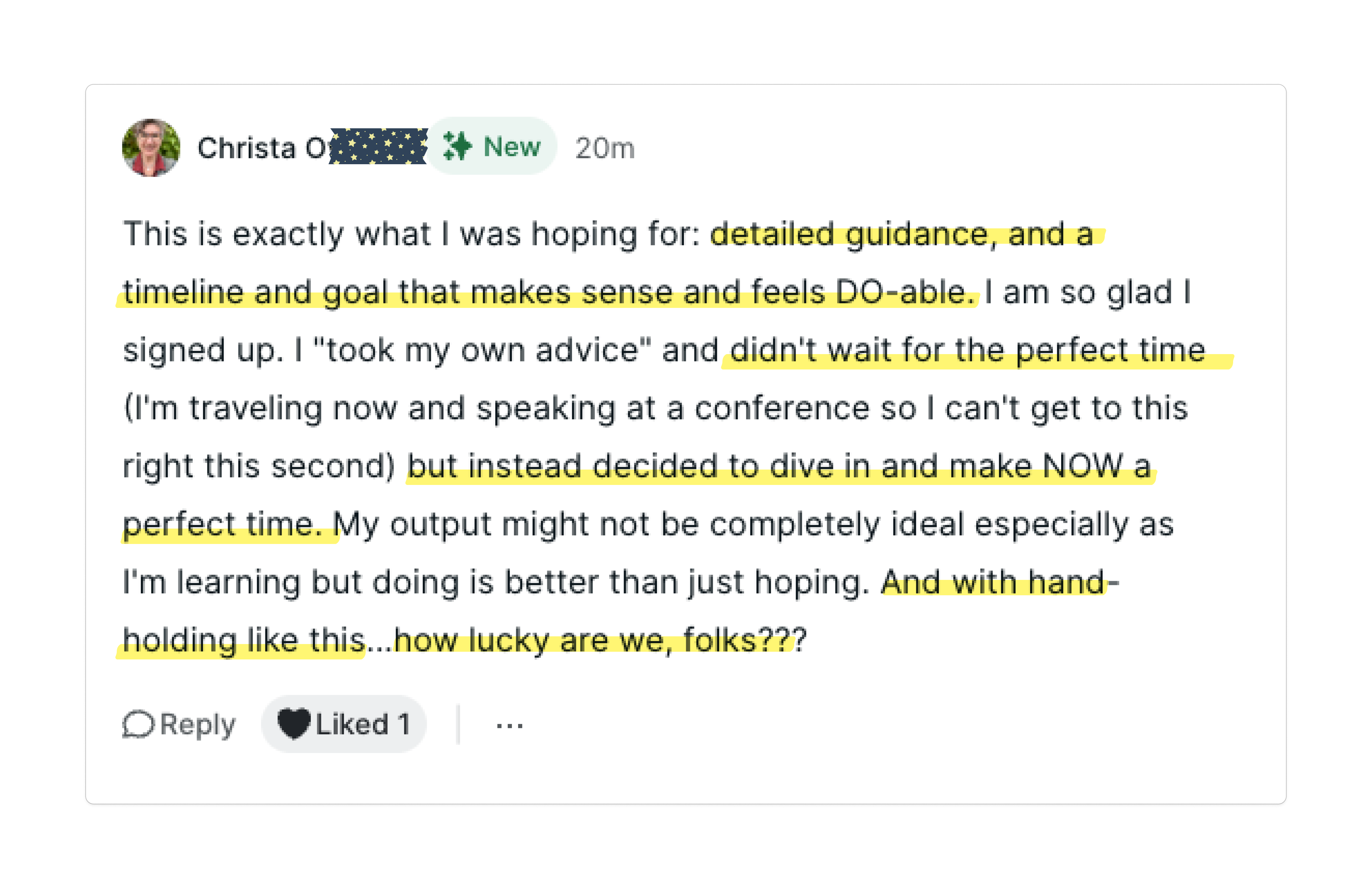 Coven member positive testimonial