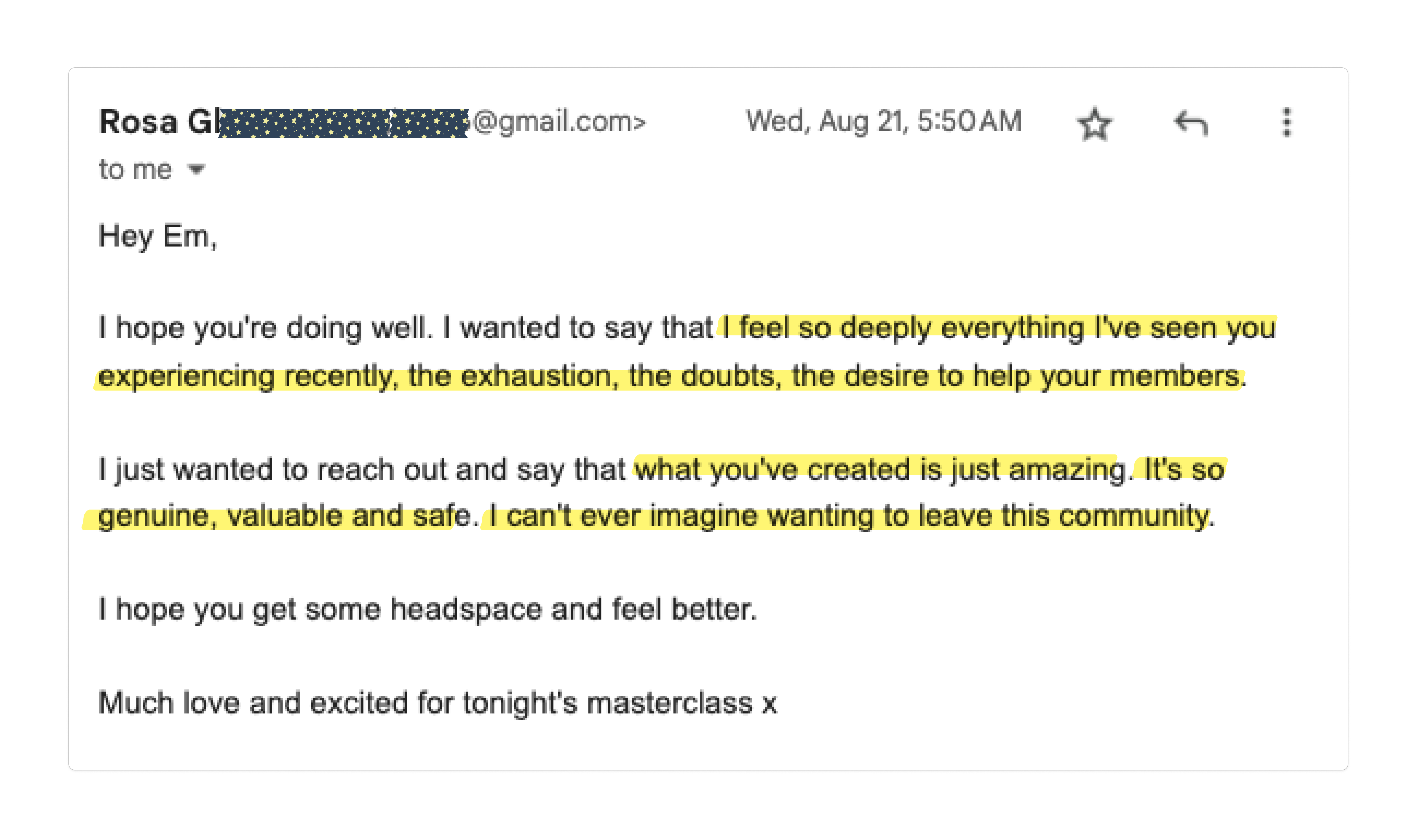 Coven member positive testimonial