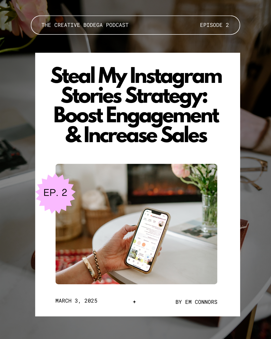 Em holding a iphone scrolling Instagram