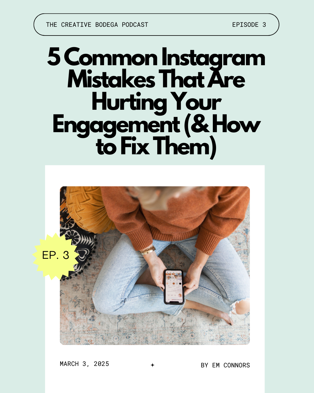 Overhead photo of woman in light jeans sitting cross legged scrolling her phone